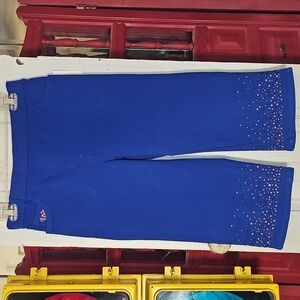 NWT DreamJeannes by Quacker Factory Stretch Blue Capri Pants Bling XS